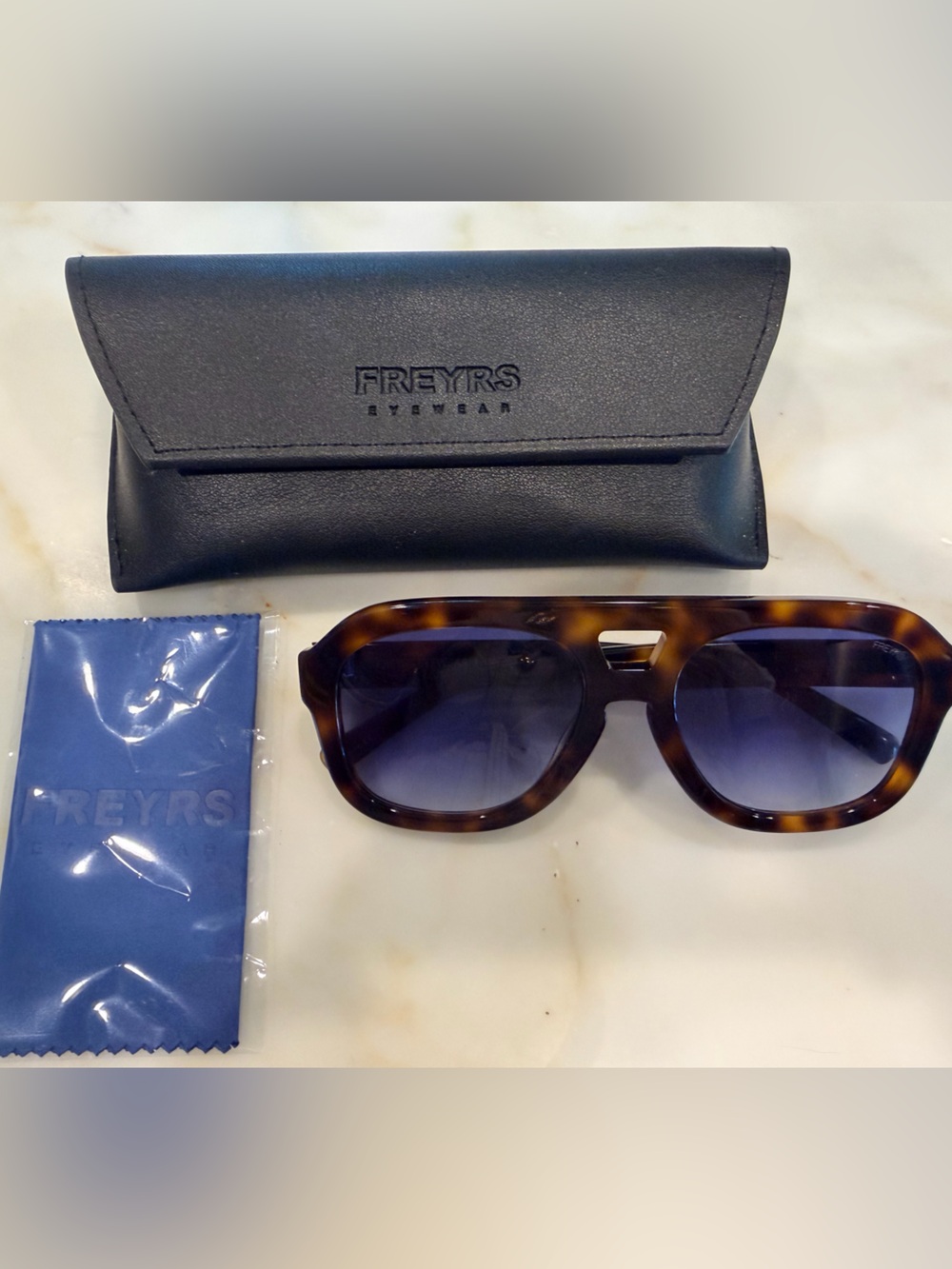 FREYRS Tortoise Frame Blue Lens Women's Sunglasses